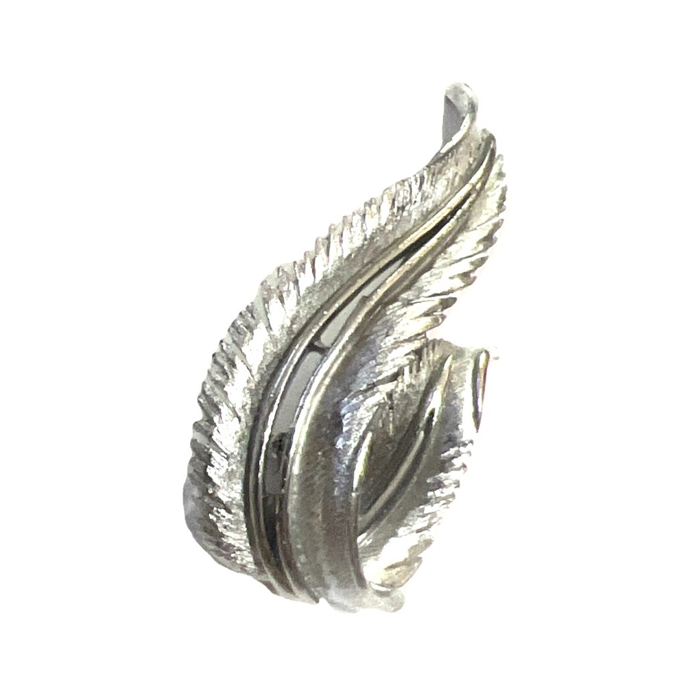 Vintage Silvertone Leaf Brooch, 2.5” Tall
